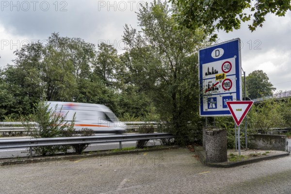 The border crossing Straelen, between Germany and the Netherlands, motorway A40 and A67 in NL,