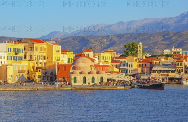 View of the old Venetian Harbour, Chania, Crete, Greek Islands, Greece, Europe