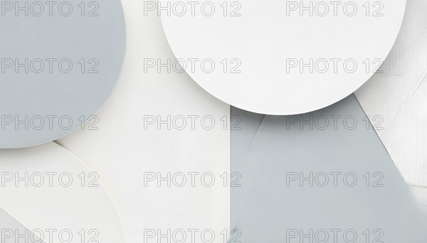 Minimalist composition of overlapping geometric shapes with clean lines and muted soft pastel