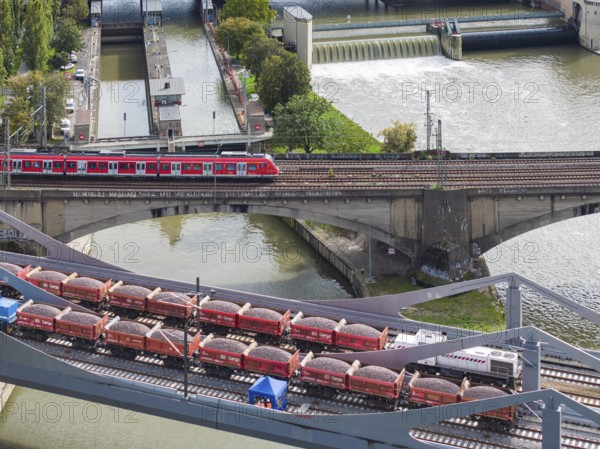 Load test on the Neckar Bridge, aerial view. Due to the unusual design, dimensional checks are
