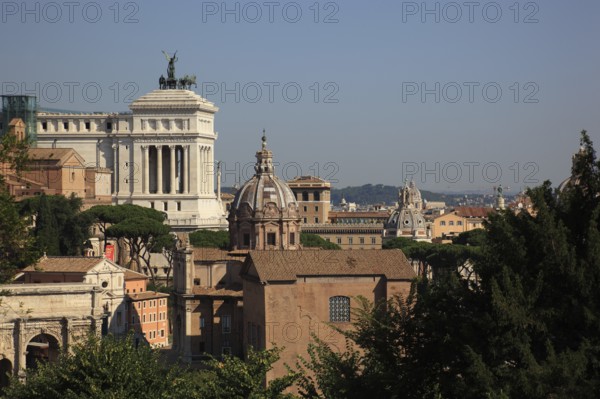 View from Monte Palatino, Palatine Hill, of the historic centre of Rome, Italy, Europe