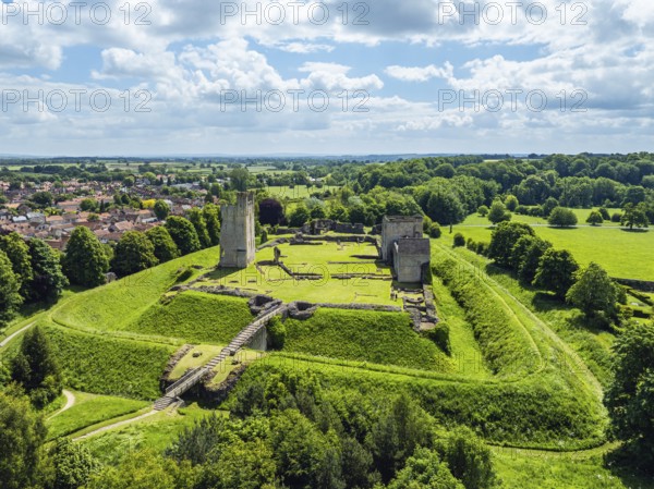 Helmsley Castle from a drone, North York Moors National Park, North Yorkshire, England, United