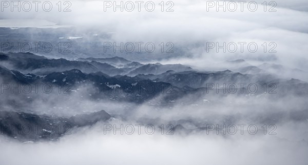 Fog over the glacier ice of Myrdalsjökull glacier, Pakgil, Iceland, Europe