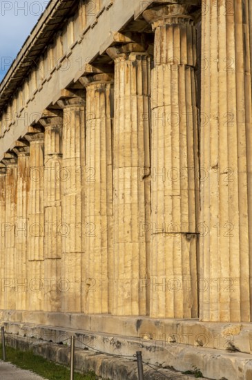 Doric colonnade of the Temple of Hephaestus, Ancient Agora of Athens, Greece, Europe