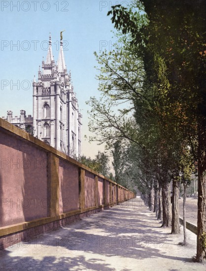 Beside the Temple, Salt Lake City, United States, 1890, Historic, digitally restored reproduction