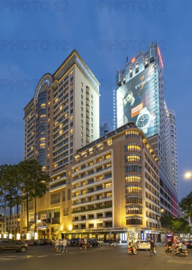 Caravelle Hotel Saigon by night, Ho Chi Minh City, Vietnam, Asia