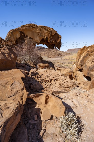 Lion's Mouth rock formation, Twyfelfontein, desert landscape, Kunene, Namibia, Africa