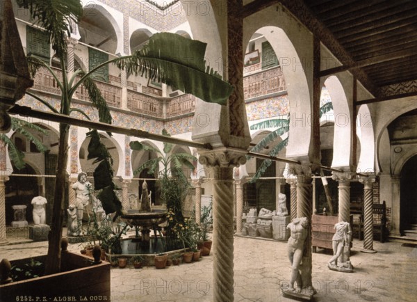 Museum Entrance Hall, Algiers, Algeria, ca 1890, Historical, digitally restored reproduction from a