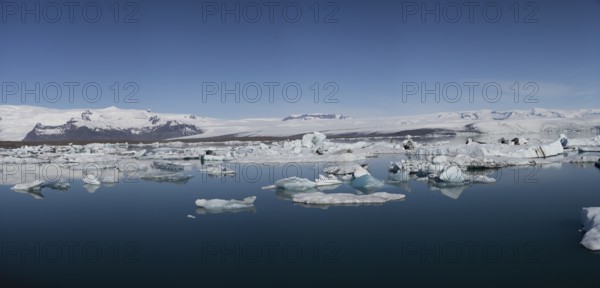 Icebergs on the Joekulsarlon glacial lake or lagoon