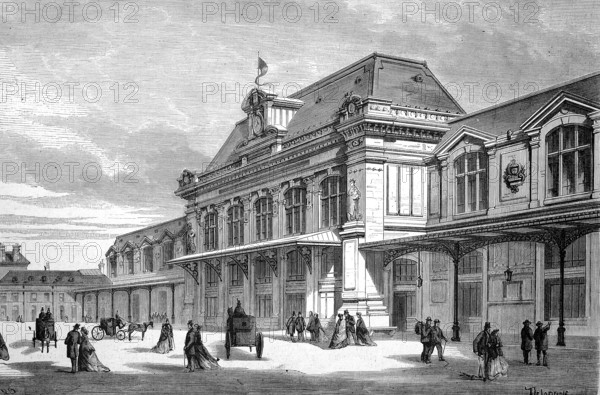 The Railway Station of Orleans, 1869, France, Historic, digitally restored reproduction of an