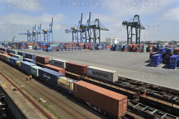 Container terminal cranes in the port of Zeebrugge, Belgium, Europe