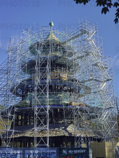 Restoration, Chinese Tower, Munich, Bavaria, Germany, Europe