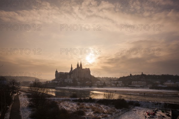 Winter atmosphere in Meissen with Albrechtsburg Castle