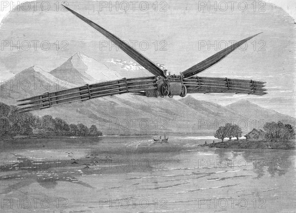 Aeronautical navigation device, Appareil de Navigation Aerienne, System Kaufmann, 1869, Historic,