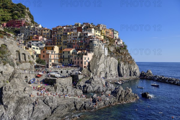 Fishing village of Manarola, district of Riomaggiore, Cinque Terre, province of La Spezia, Liguria,