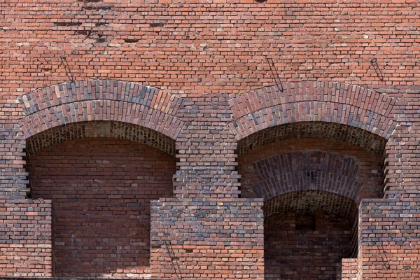 Detail of the masonry of the Congress Hall in the inner courtyard, unfinished National Socialist