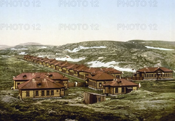 The New Village of Alexander III, Aleksandrovsk, Kola Peninsula, Russia, c. 1890, Historic,