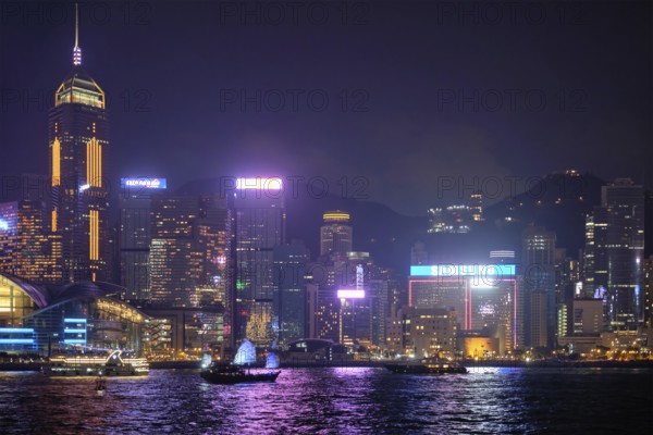 HONG KONG, CHINA, MAY 1, 2018: Hong Kong skyline cityscape downtown skyscrapers over Victoria