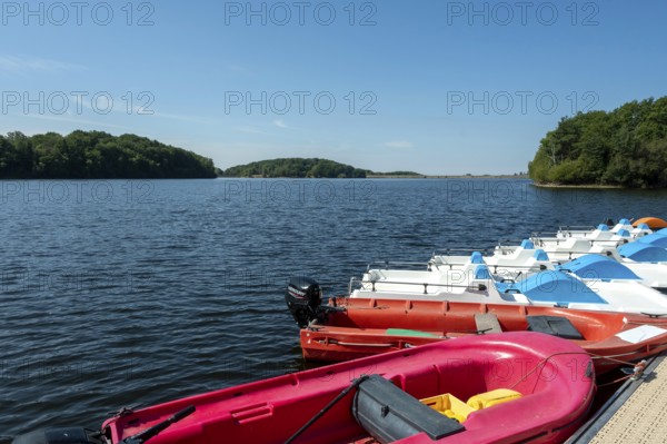 Lake of Lastioulles. Artificial lake of 125 hectares. Hydroelectric network of the Dordogne basin.