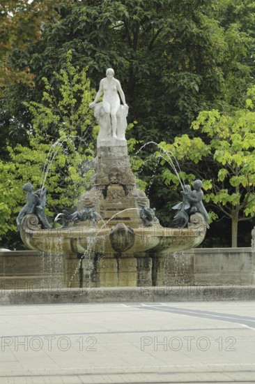 Fairytale fountain in Art Nouveau style, Willy Brandt Platz, city centre, Main, Frankfurt, Hesse,