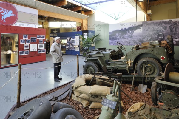 Jeep and weapons at the Pegasus Museum near Ouistreham, Normandy, France, Europe