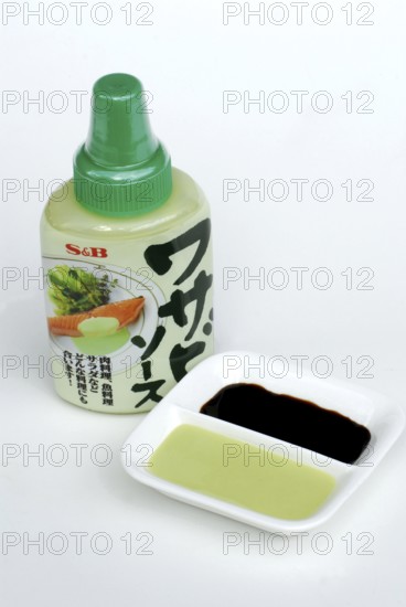 Wasabi sauce and soy sauce in shell, seasoning sauce
