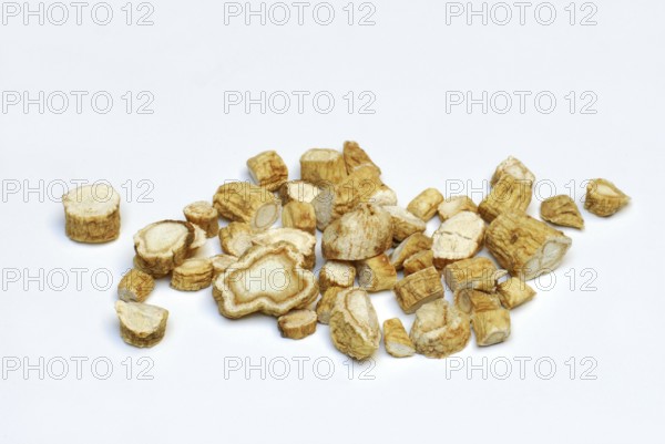 Real ginseng, sliced ginseng root, seng, Ginseng (Panax ginseng) Korean ginseng (Araliaceae),