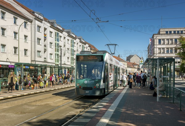 Tram stop at Platz der Deutschen Einheit, Potsdam, Brandenburg, Germany, Europe