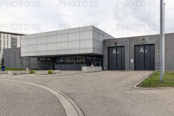 Stammheim Prison, JVA, exterior view of the maximum security prison with prison wall, Stuttgart,