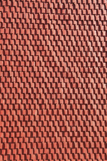 Façade cladding made of red textured panel