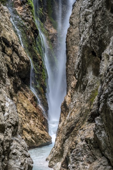 Waterfall, Hammersbach flows through Höllentalklamm, near Garmisch-Partenkirchen, Werdenfelser