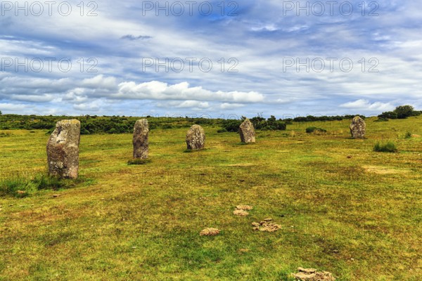 The Hurlers, Menhirs, Megaliths, Bronze Age Stone Circles, Minions, Bodmin Moor, Cornwall, England,