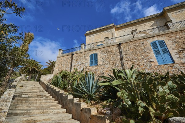 Super wide angle shot, Historic building, Levanzo town, Levanzo, Egadi Islands, Sicily, Italy,