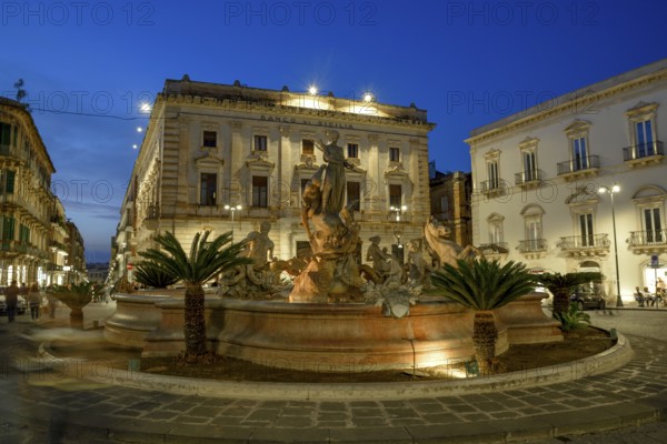Fontana di Diana, Diana Fountain, Ortigia Island, Syracuse, Province of Syracuse, Sicily, Italy,