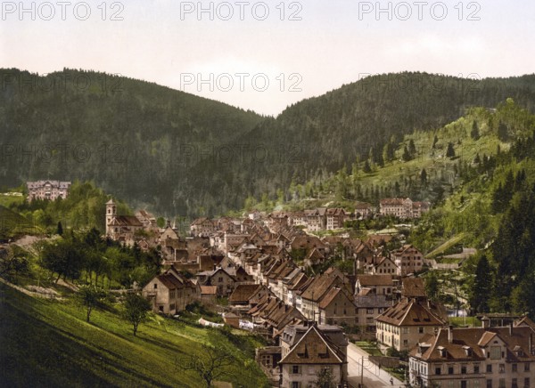 The town of Triberg, Black Forest, Baden-Württemberg, Historic, digitally enhanced reproduction of