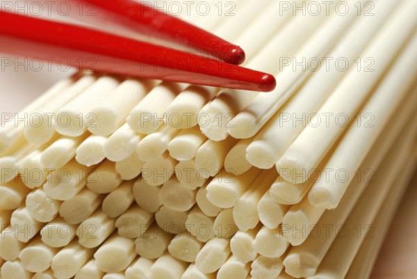 Udon noodles, Japanese wheat noodles, chopsticks