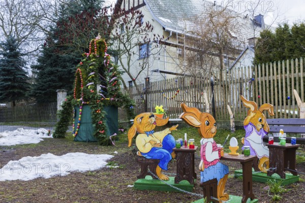 Easter decorations in Oberfrauendorf in the Osterzgebirge mountains