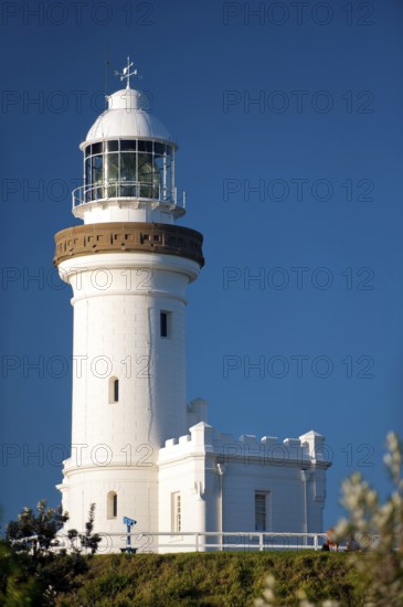 Lighthouse, architecture, design, building, blue sky, seafaring on the coast of Byron bay,
