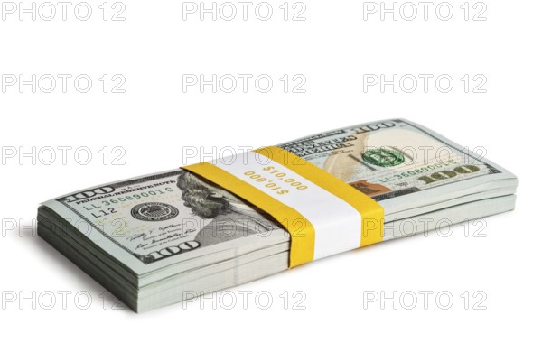 Creative business finance making money concept, bundle of 100 US dollars 2013 edition banknotes