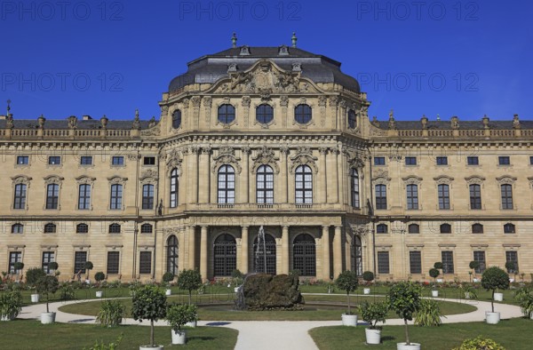 Old town of Würzburg, the Würzburg Residence, view from the courtyard garden, UNESCO World Heritage