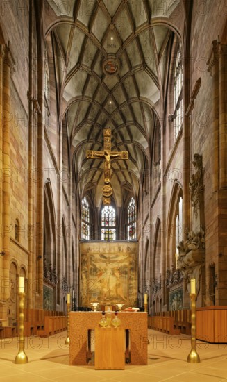 Altar and choir, Freiburg Cathedral of Our Lady, Gothic style, Freiburg im Breisgau,