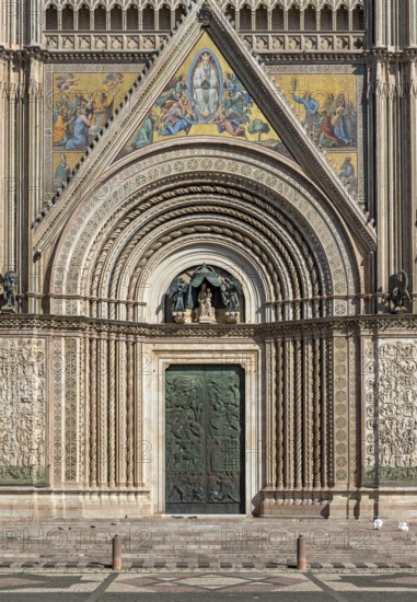 Portal of Orvieto Cathedral, Duomo di Orvieto, Umbria, Italy, Europe