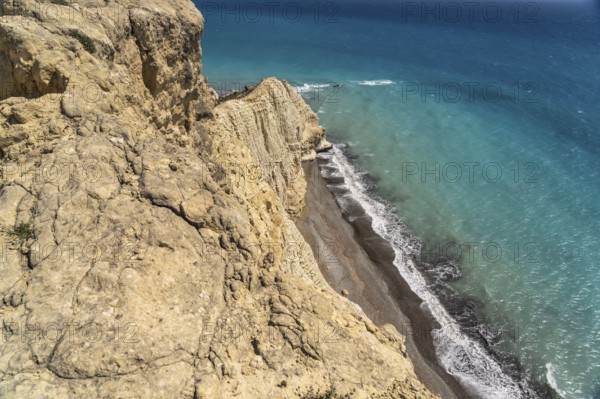 Beach on the cliffs of Cape Aspro near Pissouri, Cyprus, Europe
