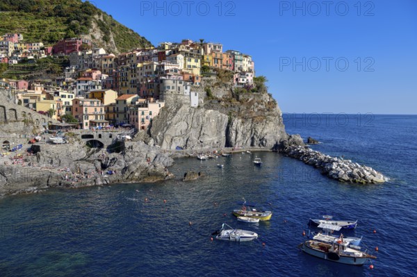 Fishing village of Manarola, district of Riomaggiore, Cinque Terre, province of La Spezia, Liguria,