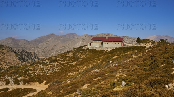 Kallergi Hut, Machia, mountain hut, red tiled roof, Samaria Gorge, Omalos, Lefka Ori, White