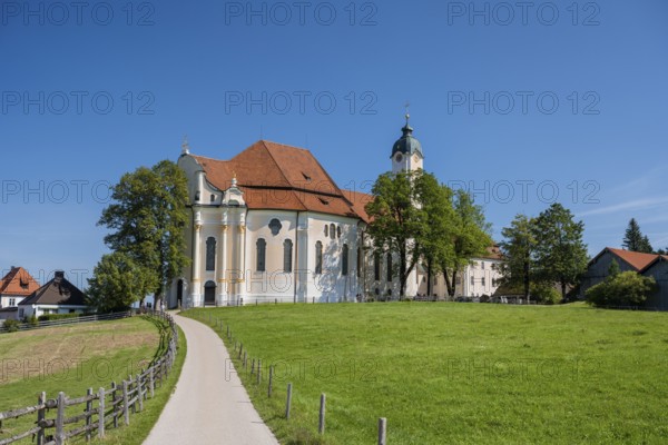 Pilgrimage church, Wieskirche, Steingaden, Romantic Road, Pfaffenwinkel, Upper Bavaria, Bavaria,