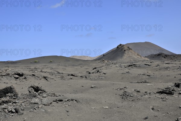 Mountain range with volcanoes in Timanfaya National Park, Lanzarote, Canary Islands, Spain, Europe