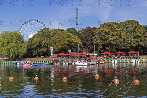 Ferris wheel, boat terraces, Am Strom, Hanse Sail, Warnemünde, Rostock, Mecklenburg-Western
