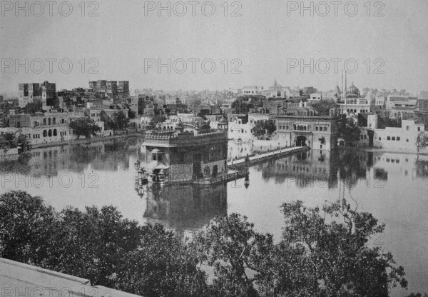 The Golden Temple in Amritsar, India in 1880, Historic, digitally restored reproduction of an
