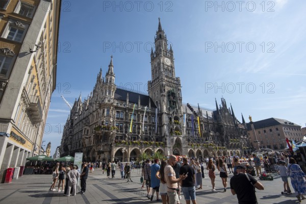 New Town Hall Munich, Neo-Gothic, Marienplatz, Munich, Bavaria, Germany, Europe